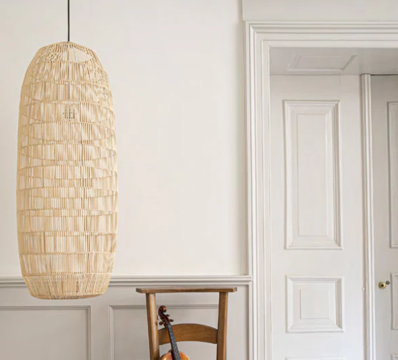 Luminaria tipo colgante decorativa Pickle Natural Small, Ø39 cm x 88 cm alto, para 1 bombillo E27 de hasta 60W,