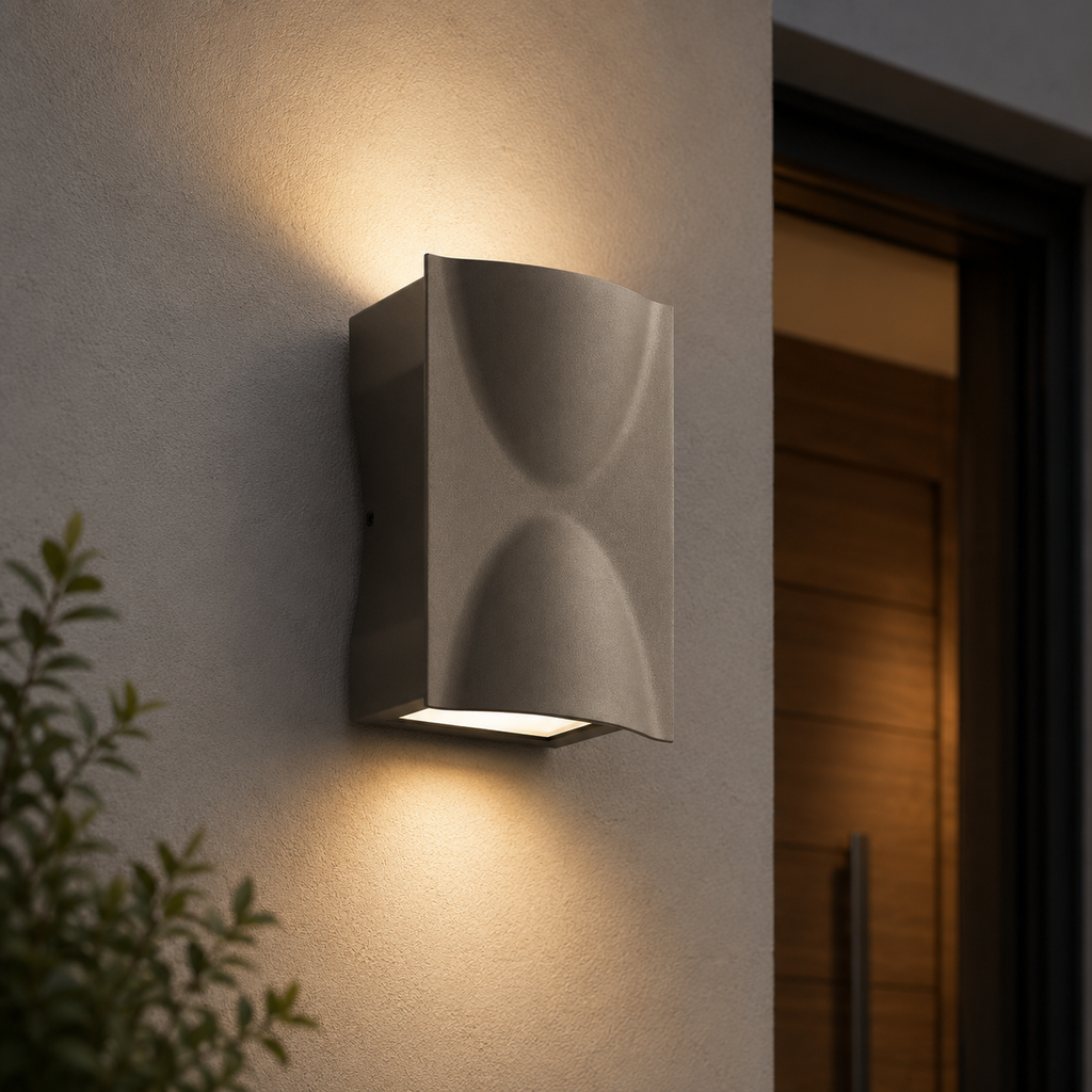 Luminaria tipo Aplique de pared para interior / exterior, 9" de alto, LED integrado 28W, 900LM, 3000K, CRI 90.