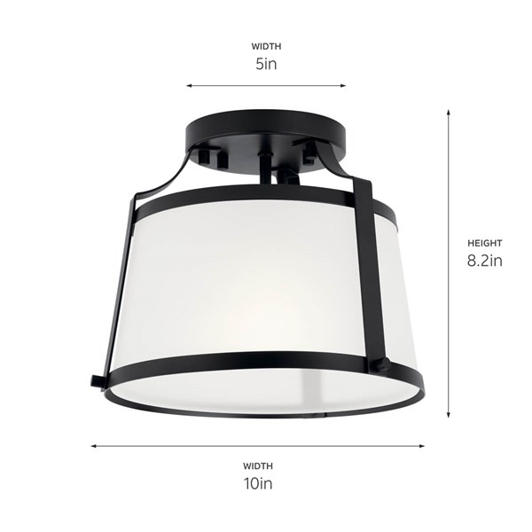 Luminaria decorativa tipo semiempotrada de 1 luz, Ø10" x 8.2", para 1 bombillo E26 de hasta 60W, 120V, regulable, no incluido.