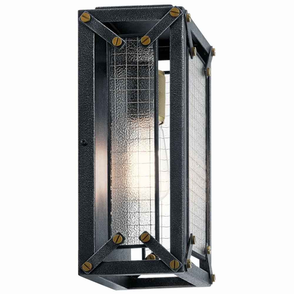 Aplique de pared Steel, de 1XE27 (No inluido), con un marco de metal que sostiene un vidrio de seguridad, tornillos que realzan su estilo industrial. Distressed Black