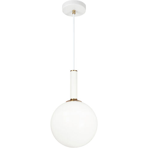 Luminaria decorativa colgante, para bombillo E27. Aged Gold Brass/ Opal Glass shade