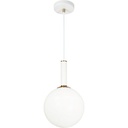Luminaria decorativa colgante, para bombillo E27. Aged Gold Brass/ Opal Glass shade
