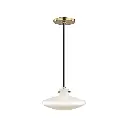 Lámpara colgante Nemo, pantalla de cristal blanco con detalle en dorado, 1XG9. Aged Brass