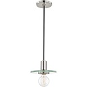Lámpara colgante decorativa de 1 luz con pantalla de vidrio transparente y acabado Polished Nickel. G25 con base E26 y potencia máxima de 60W.
