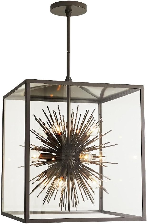 Luminaria Zanadoo colgante decorativa para exteriores H:66.04CM, cuadrada para 12 bombillos E12. Aged brass