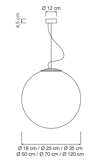 Luminaria decorativa colgante Luna 120cm, para bombillo E27