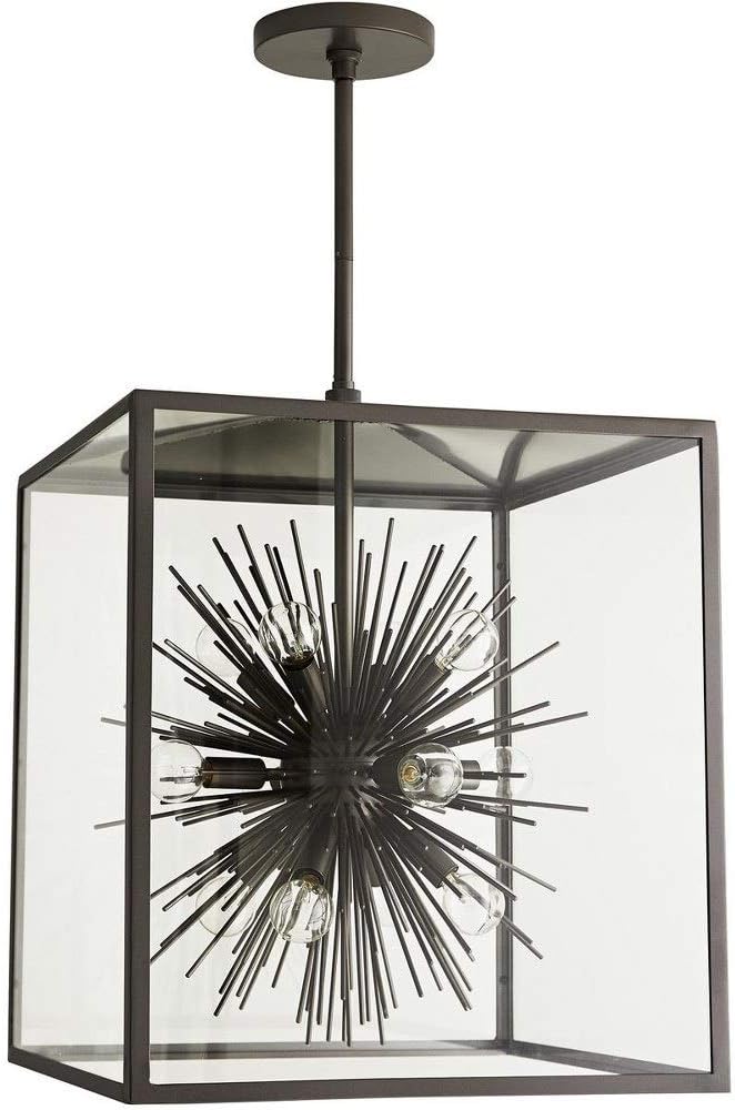 Luminaria Zanadoo colgante decorativa para exteriores H:66.04CM, cuadrada para 12 bombillos E12. Aged brass