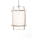 Lampara colgante decorativa Z1 Silkwhite Cover, cuerpo de bambu negro y cobertor de seda blanco, 67cm diam X 96cm alt, 1XE26.
