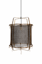 Decorative pendant luminaire, Ø67 cm x 100 cm height, 1 x E27 lamp, 60W max, bamboo structure with handwoven silk, black finish with dark cover.