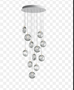 Chandelier Lens 12 piezas, incluye canopy redondo con 12 colgantes de vidrio soplado clear.