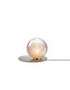 BOMMA Umbra table lamp featuring a spherical mouth-blown crystal diffuser in pink and a reflective shade