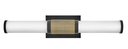 Wall sconce with an etched opal glass diffuser, integrated 33W LED, and a black finish with lacquered brass accents. Width: 22.8". Height: 4.5".