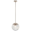 Lámpara colgante de 1 luz Amaryliss, pantalla tipo globo de cristal transparente. Polished Nickel