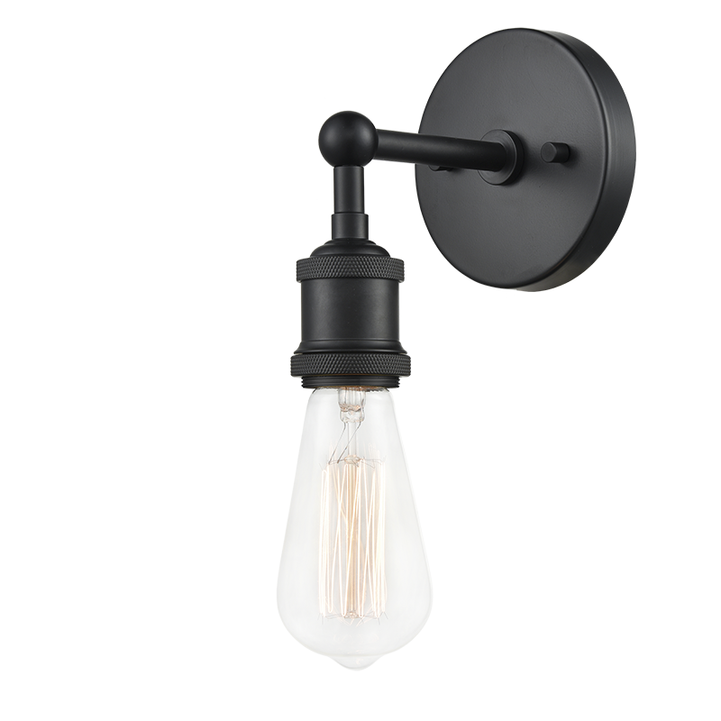 Luminaria tipo Aplique de pared, Ø4 1/2" x 7" x 6", para 1 bombillo E26 de hasta 60W, 120V.