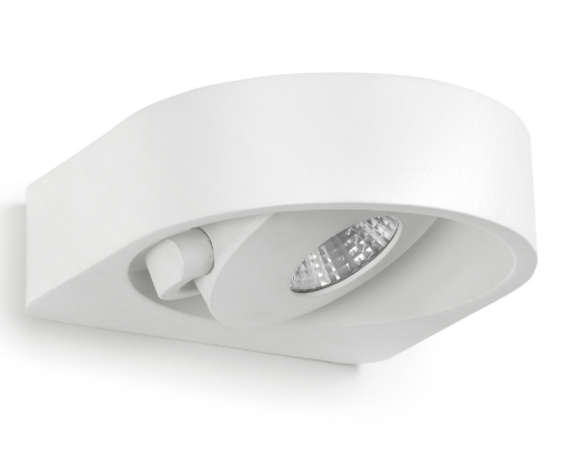 ALIYA wall light with an integrated 5W COB LED, 3000K color temperature, and white finish.