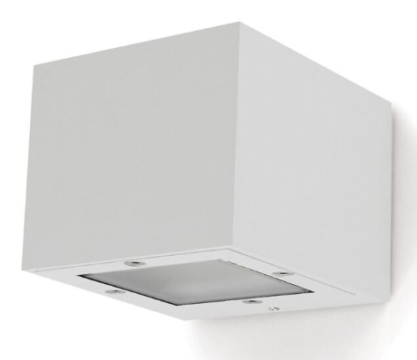 Luminaria tipo aplique de pared para exterior, 82 x 96 x 110 mm, para bombillo G9 de hasta 40W, con emisión superior e inferior