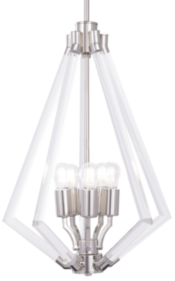 Chandelier de 5 luces. Niquel
