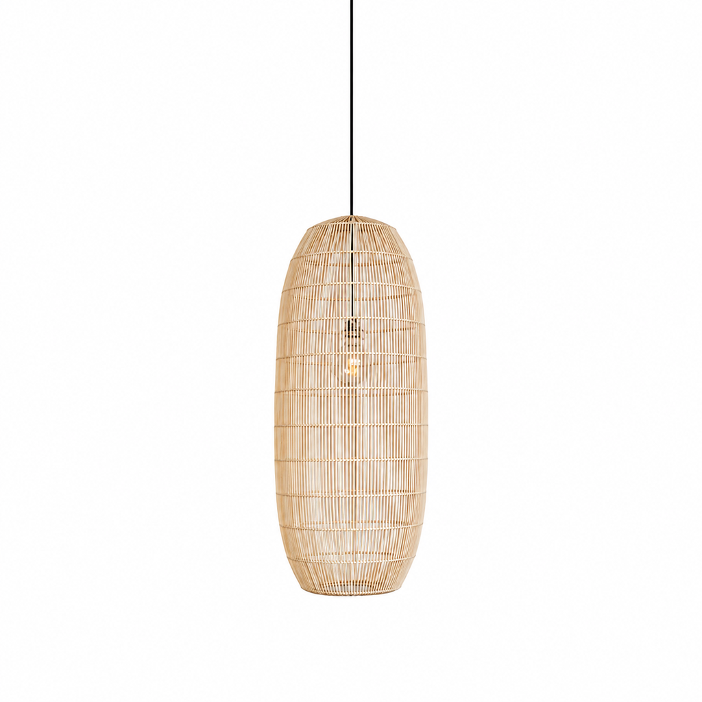 Luminaria tipo colgante decorativa natural small, Ø39 cm x 88 cm alto, para 1 bombillo E27