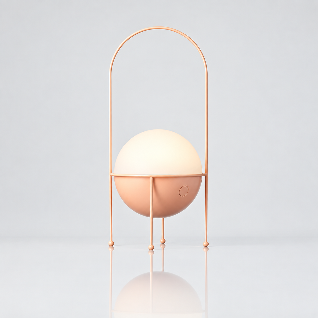 Lámpara Madco tipo esfera giratoria 360 grados, atenuable 4 intensidades color Peach Shell (Rosado / Durazno)