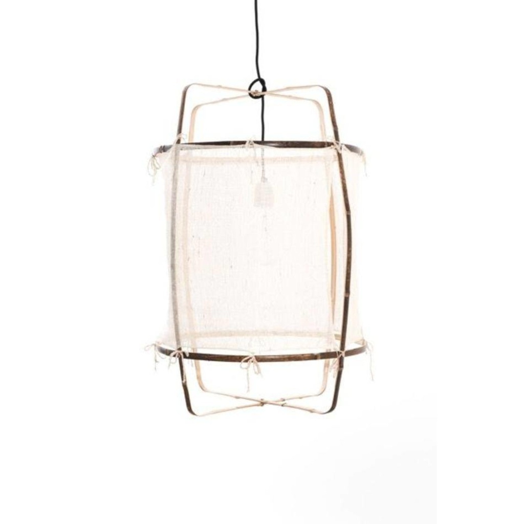 Decorative pendant luminaire Z1 Silkwhite Cover, Ø67 cm x 100 cm height, for 1 E27 bulb up to 60W, made of bamboo with handwoven silk.