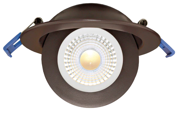 Luminaria de empotrar en cielo led 4 dirigible 9w, 780lm con 5-CCT Switch 2700K, 3000K, 3500K, 4000K, 5000K, atenuable, damp location , 120V. Bronce