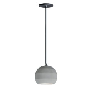 Decorative pendant luminaire, 7.75" length x 7.75" width x 7" height, 7W, 450LM, 3000K, CRI 90, GY / Gray finish. DIM: Yes, 120V, Dry Location, includes LED GU10 bulb, concrete construction