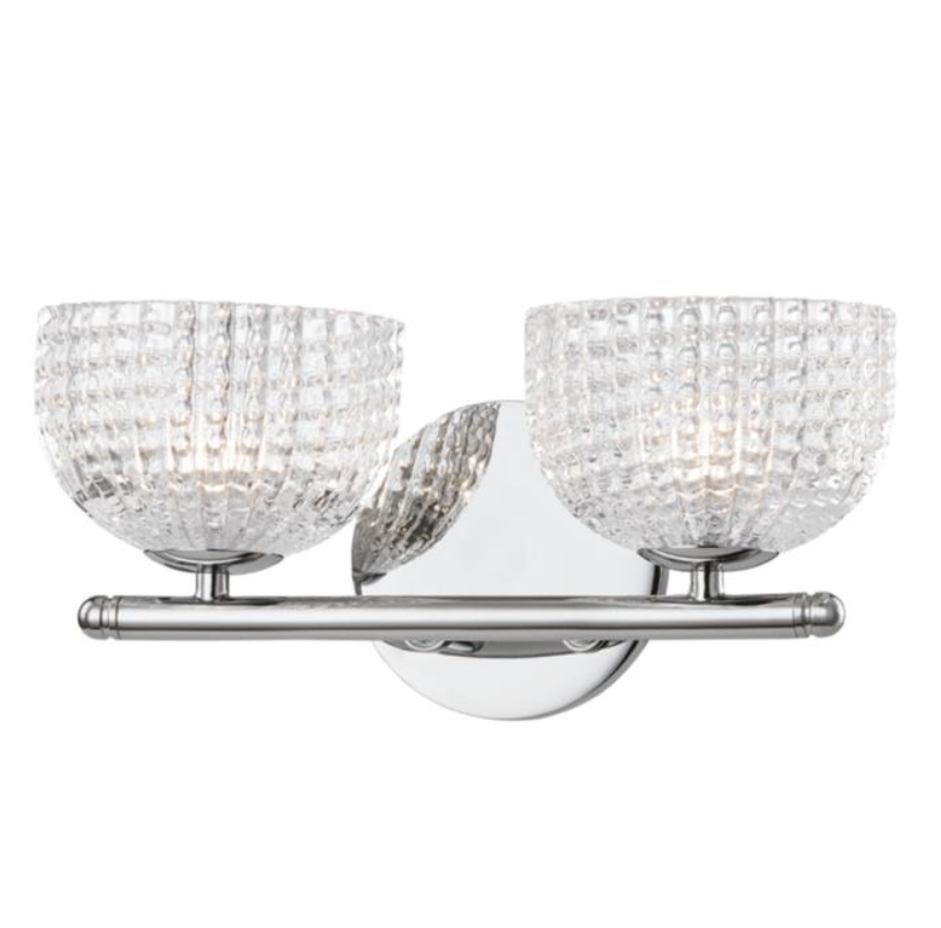 Decorative 2-light wall vanity featuring a metal frame in an elegant Polished Chrome finish.2 x G9 bulbs up to 35W each, with a 120V power supply