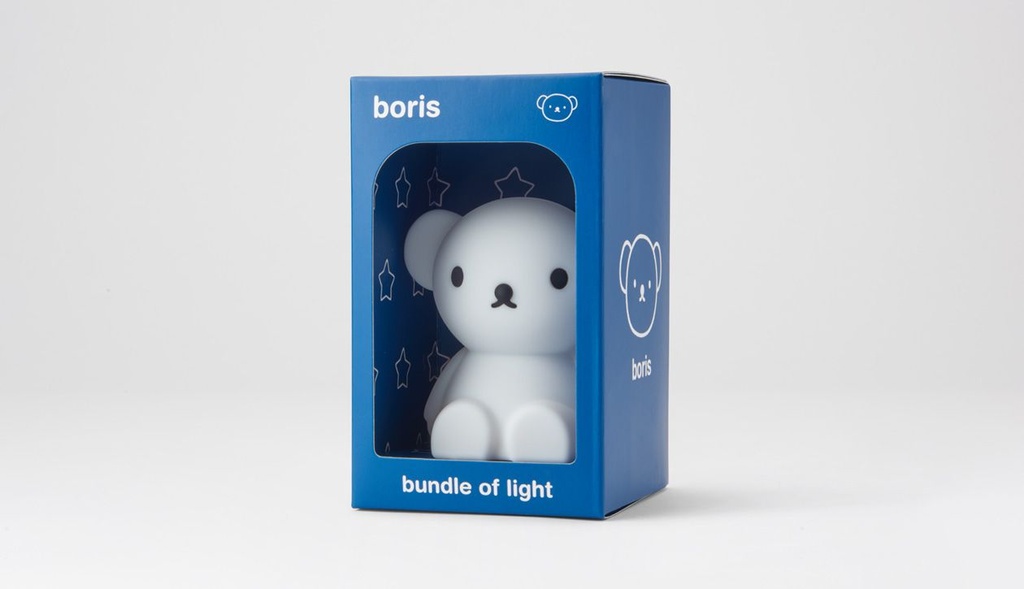 Mini bear-shaped light, Bundle of Light BORIS, made of soft silicone, BPA-free, includes an on/off switch, automatically turns off after 15 minutes, CR2032 cell battery included, 8 x 8 x 11 cm, 2700K LED.